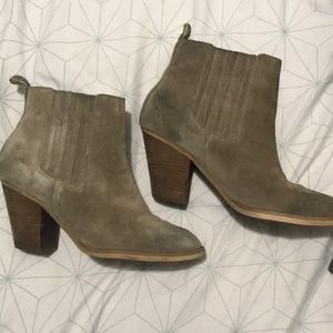 Gray suede booties